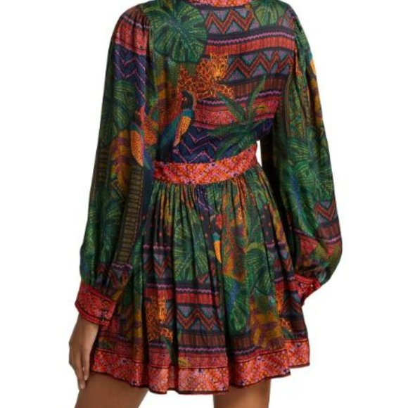 FARM RIO FOREST TAPESTRY WRAP MINI DRESS XS - Picture 4 of 4